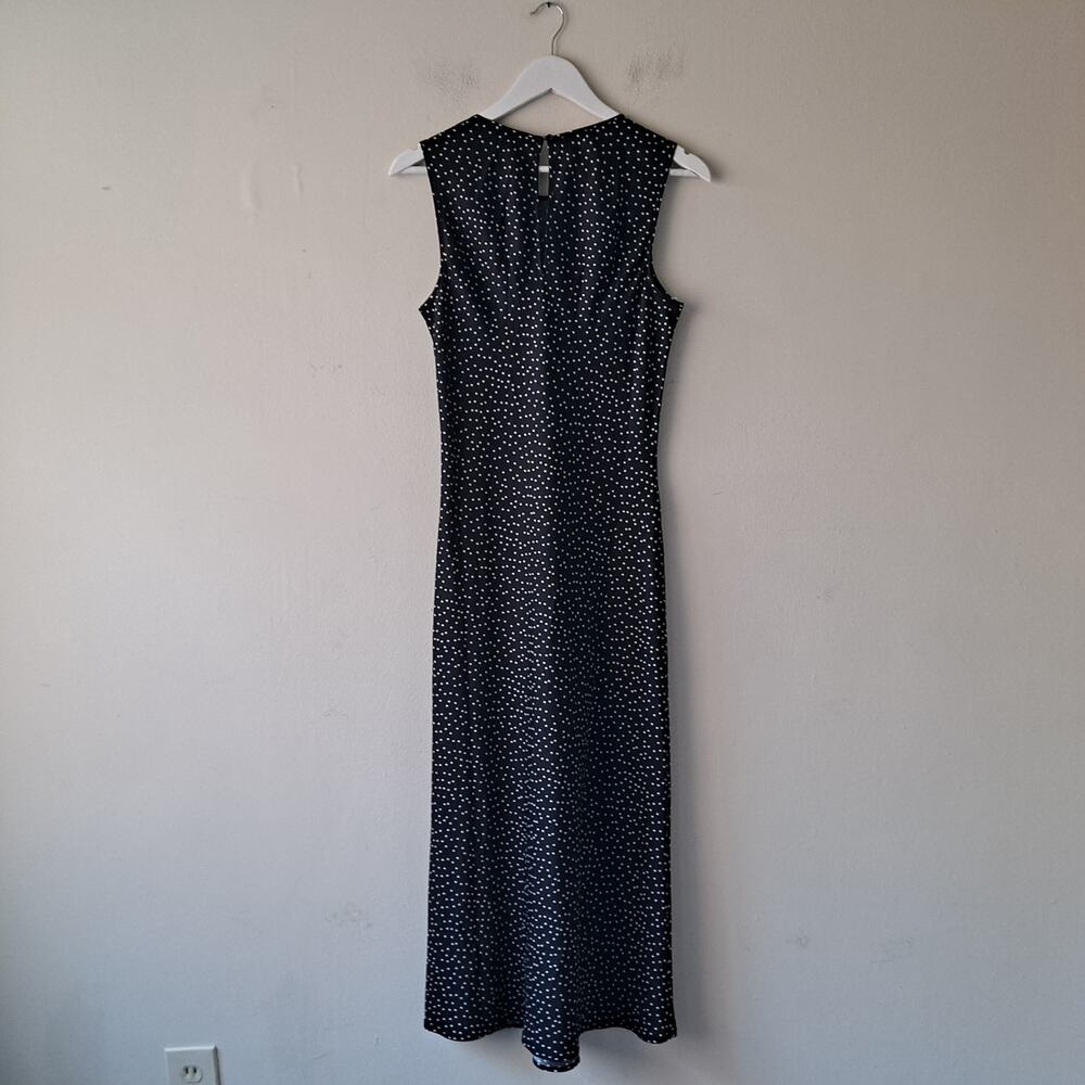 NWT Quince Washable Stretch Silk Tank Maxi Dress Tiny Dot Black White Size M - Picture 4 of 9